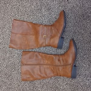 Brash Tall Brown Leather Boots
